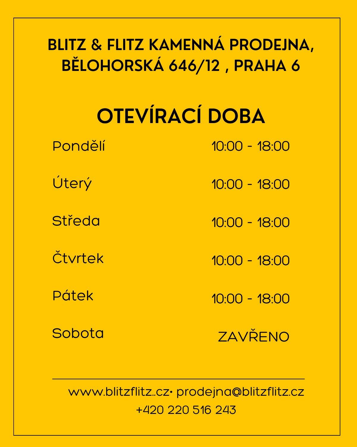 bLITZ & FLITZ kamenná prodejna,64612 , praha 6 otevírací doba (2)